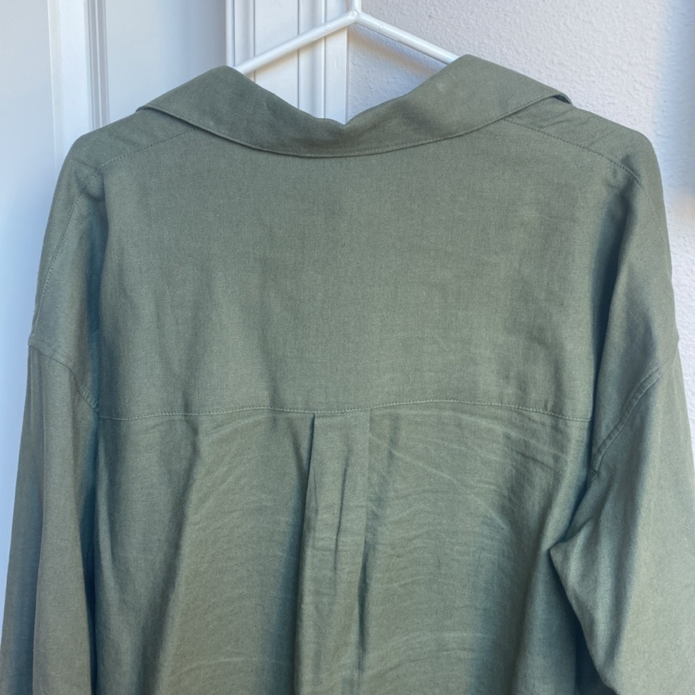 SBJ / GOOD COMPANY tunic blouse in olive green linen/rayon - Picture 6 of 9